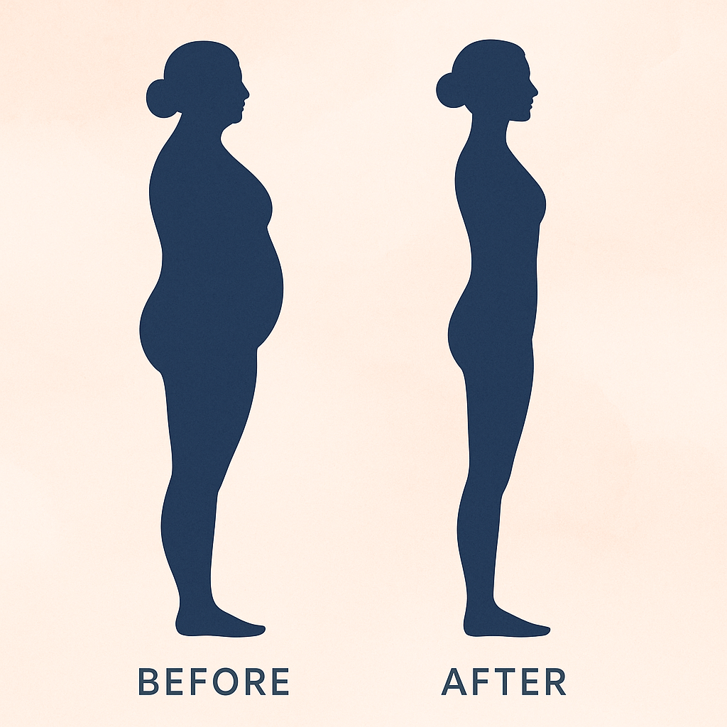 자이로토닉과 식단 병행으로 나타난 체형 Before & After 실루엣 비교