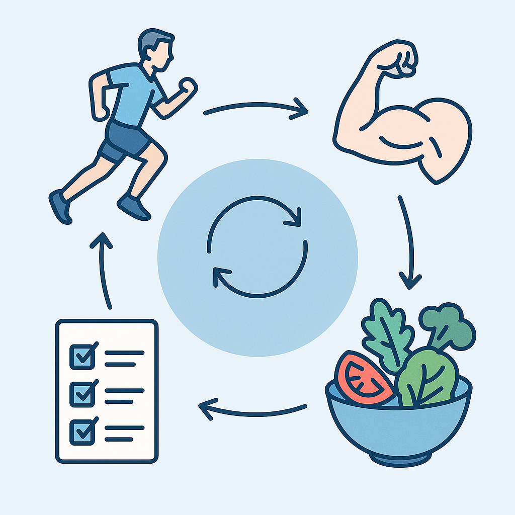 하이록스 초보자 다이어트 준비법_하이록스 다이어트 준비 5단계 아이콘 인포그래픽