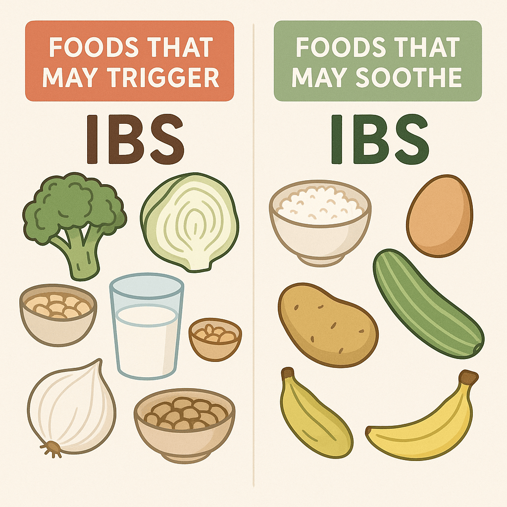 IBS 저자극 식단 음식 비교표 이미지