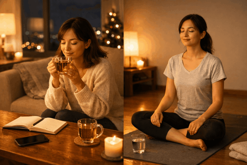 밤 식욕을 진정시키기 위한 10분 감정 안정 루틴